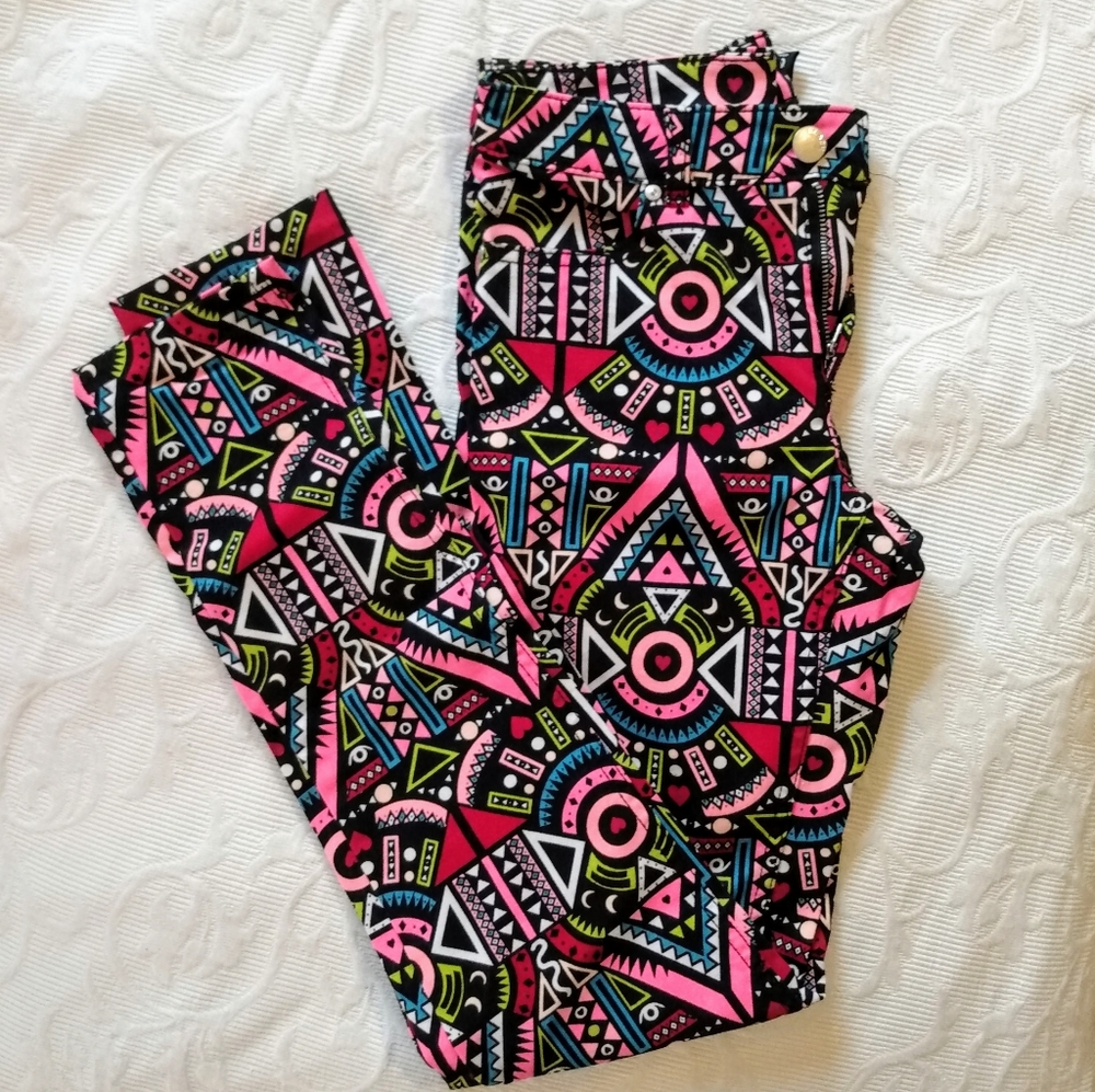 H&M Divided Colorful Tribal Print Skinny Jeans